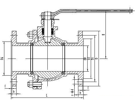 不锈钢法兰球阀结构图